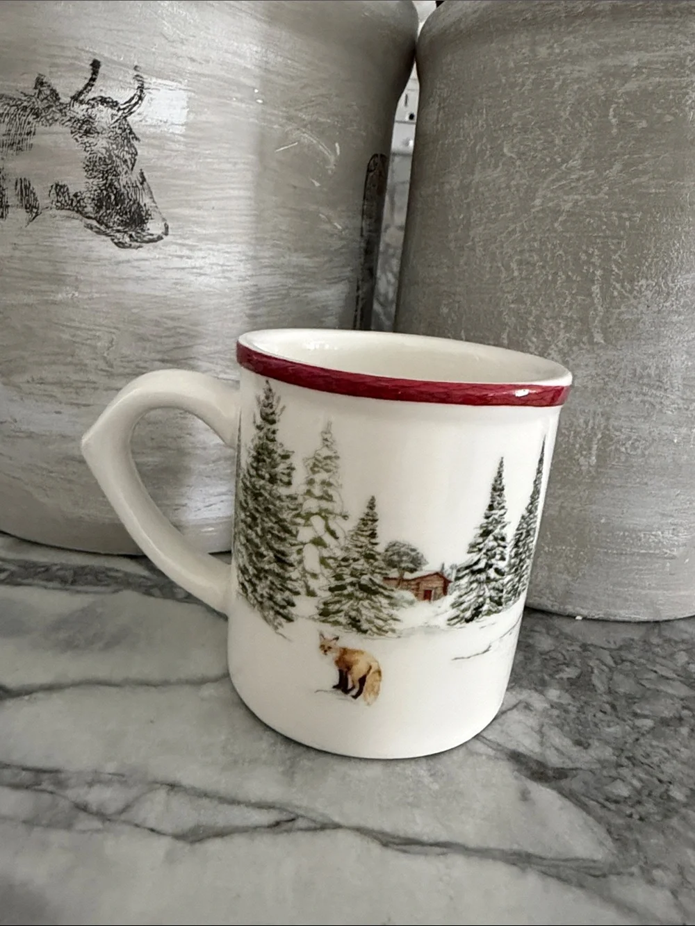 Williams Sonoma Small Earthenware Vintage Inspired Snowman Christmas Mug